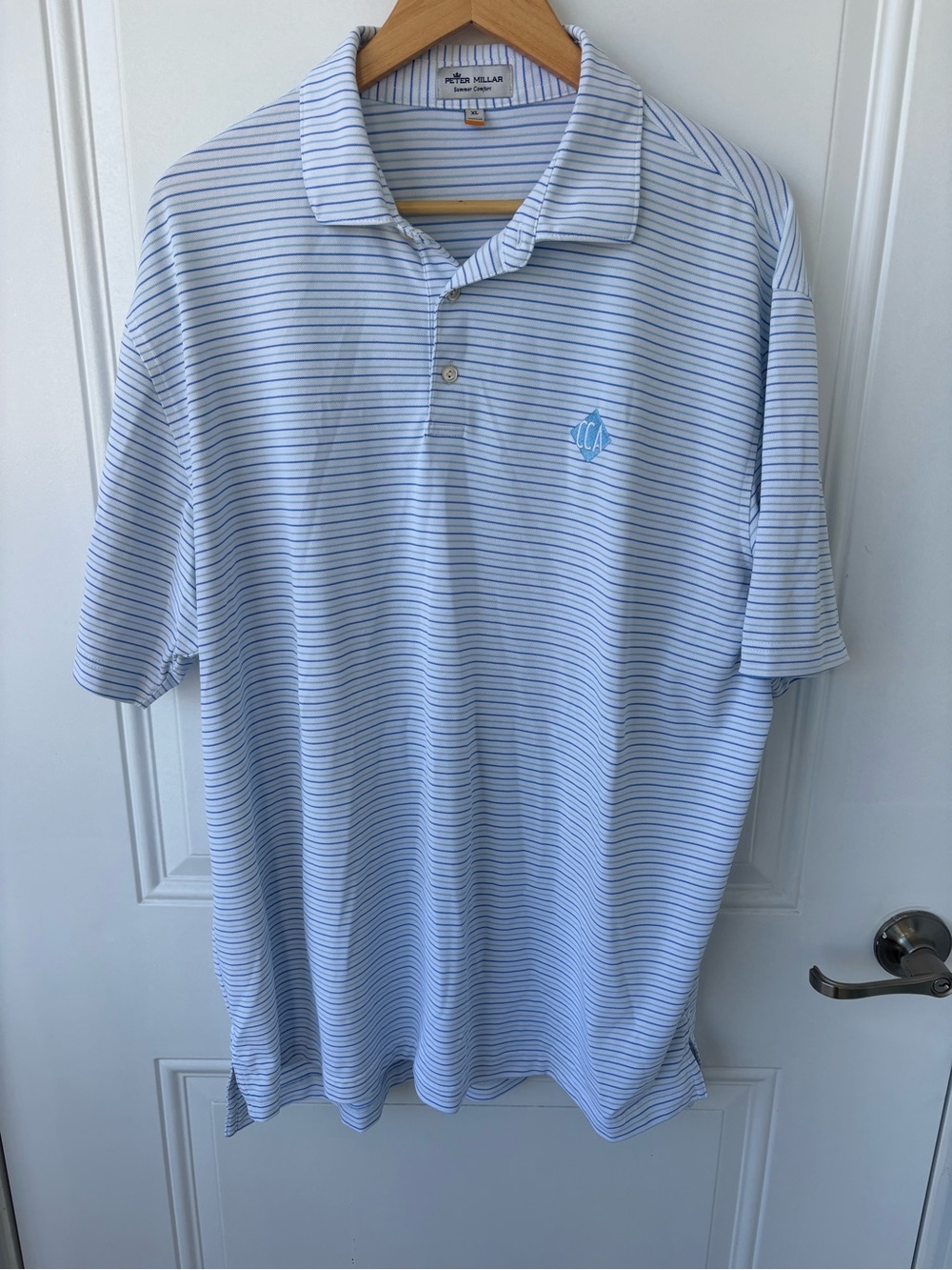 Peter Millar Light Blue & Navy Striped Men’s Polo